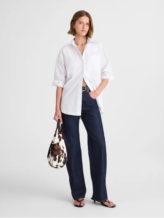 Madewell Tops - Madewell Oversized Button-Up Shirt in White Cotton Size XXS NWT